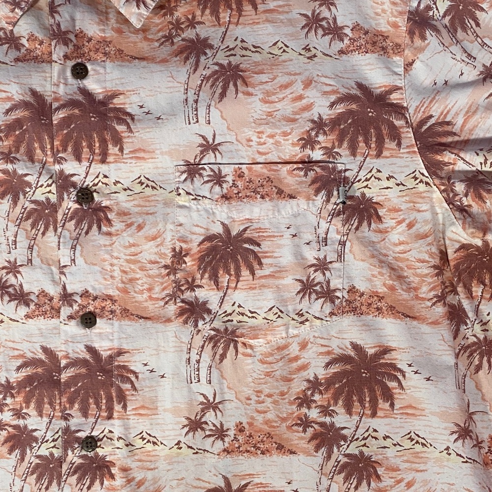 Solitude Palm Tree Button Up Shirt Men’s XL Beige Brown - Picture 8 of 10